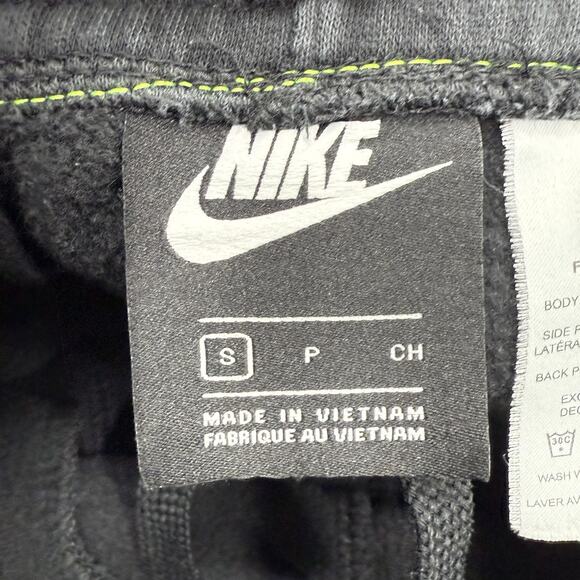 Nike Shorts Mens Small Black Club Fleece Graphic Swoosh Neon Stitch Pockets - Picture 3 of 8